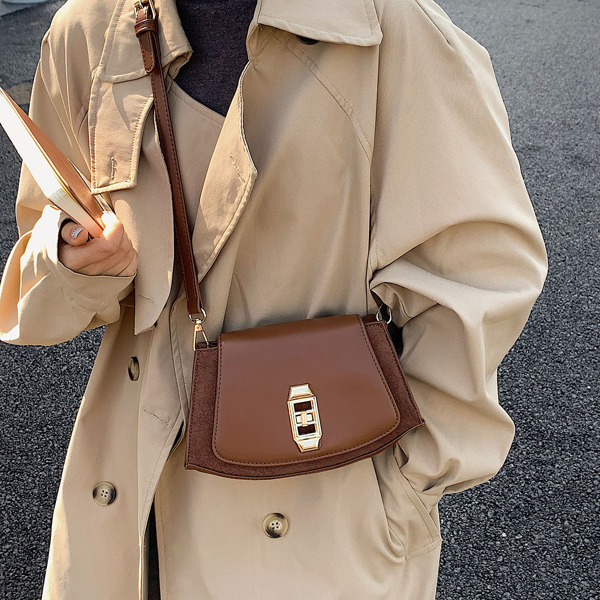 

Turn Lock Flap Saddle Bag, Brown