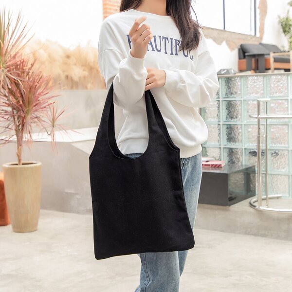

Minimalist Canvas Shopper Bag, Black