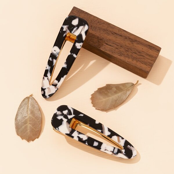 

2pcs Simple Hair Clip, Multicolor