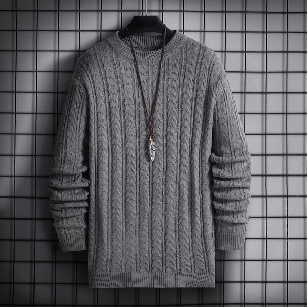 

Men Drop Shoulder Cable Knit Sweater, Dark grey