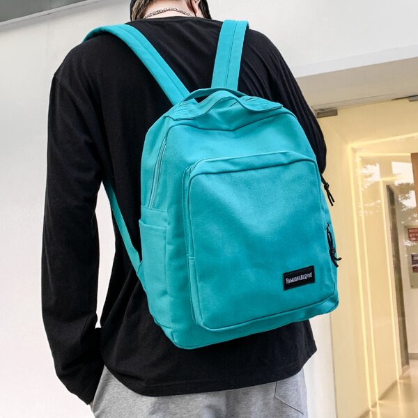 

Men Letter Detail Canvas Backpack, Blue