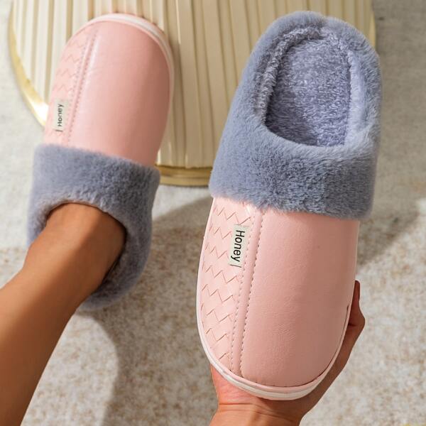 

Minimalist Braided Design Home Slippers, Pink