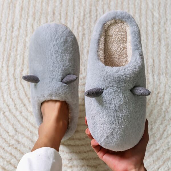 

Men Minimalist Fuzzy Slippers, Grey