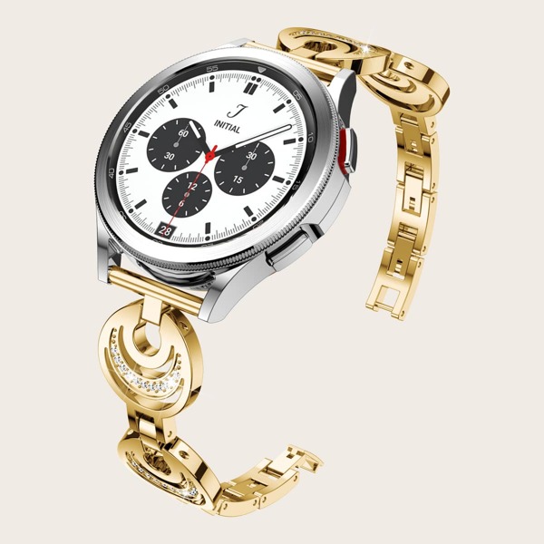 

Rhinestone Decor Metal Watchband For Samsung, Gold