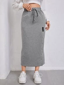 Mulvari 貼布和鈕扣和打結細節半身裙 - 灰色 - 查看 1