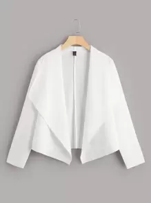 SHEIN LUNE Áo khoác nữ Bất đối xứng màu trơn Giải trí - trắng - Xem 1