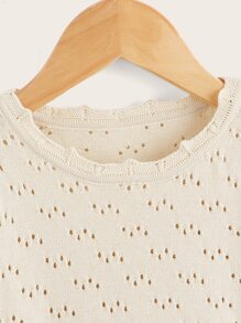 小女童網眼針織泡泡袖毛衣洋裝