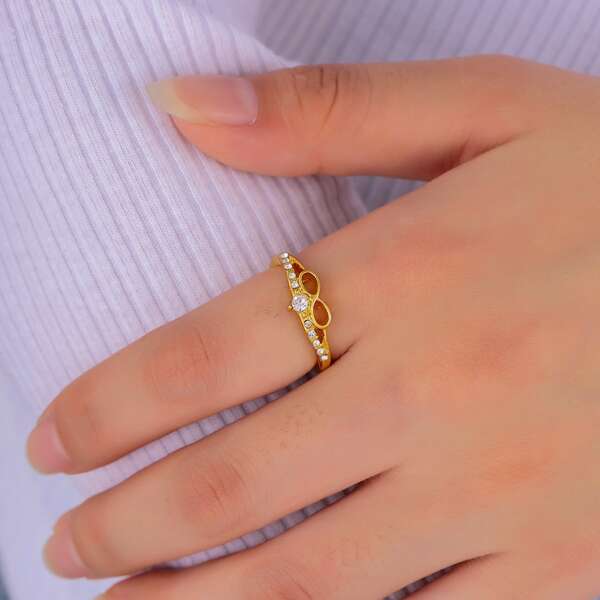 

Rhinestone & Infinity Decor Ring, Gold