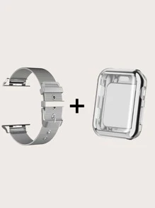 Stainless Steel Watchband & Case Compatible With Apple Watch - Silver - View 2