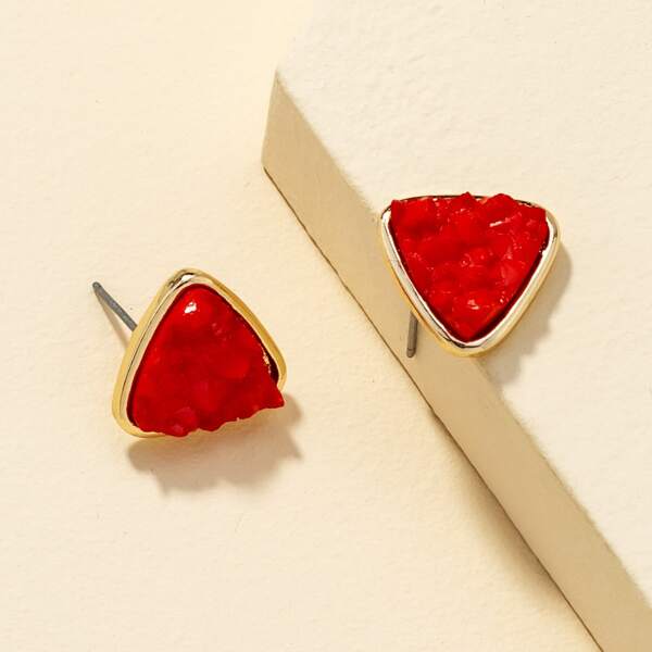

Geometric Stud Earrings, Red