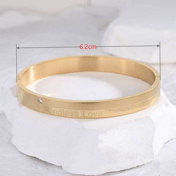 

Rhinestone & Letter Detail Bangle, Gold