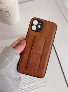 帶腕帶支架素色手機殼 - 棕色 - 查看 2