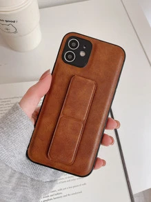 帶腕帶支架素色手機殼 - 棕色 - 查看 4