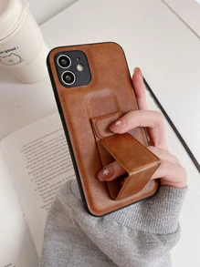 帶腕帶支架素色手機殼 - 棕色 - 查看 5