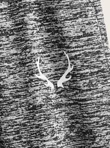 SHEIN Leap Crew Tween Boy Marled Antler Embroidery Drawstring Waist Sweatpants - Grey - View 4