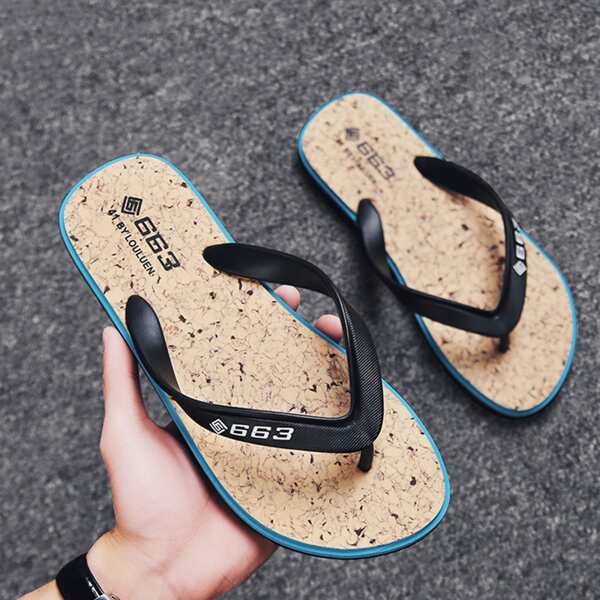 

Men Letter Graphic Flip-Flops, Multicolor