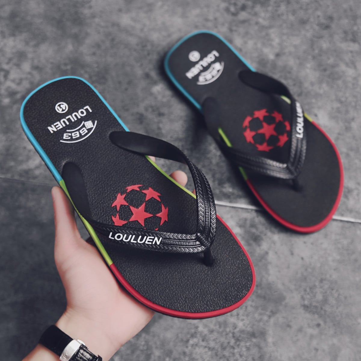 Вьетнамки с текстовым принтом для мужчины