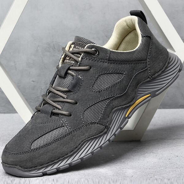 

Men Vintage Lace-up Front Sneakers, Grey