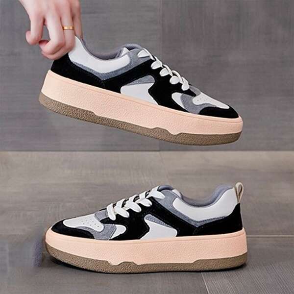 

Colorblock Lace-up Front Skate Shoes, Multicolor