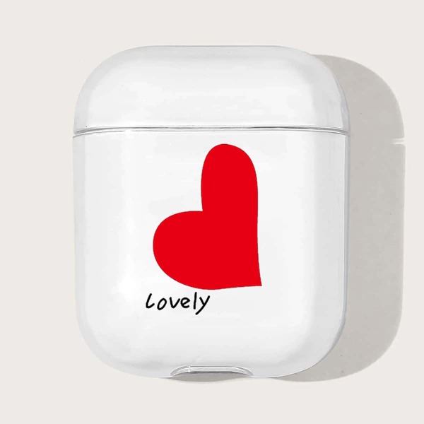 

Heart Print Case For Airpods, Clear