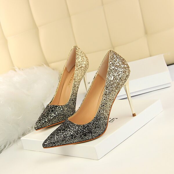 

Allover Glitter Decor Stiletto Court Heels, Multicolor