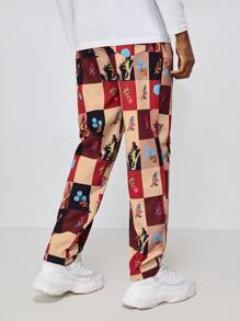 ROMWE MEN 男士花格紋繩式褲子 - 彩色 - 查看 2