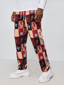 ROMWE MEN 男士花格紋繩式褲子 - 彩色 - 查看 3