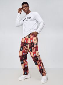 ROMWE MEN 男士花格紋繩式褲子 - 彩色 - 查看 4