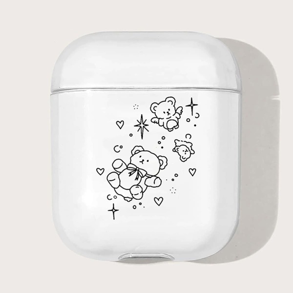 

Cartoon Bear Print Case For Airpods, Clear