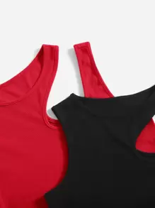 SHEIN EZwear 2 piezas top tank de cuello asimétrico unicolor - Multicolor - Ver 5