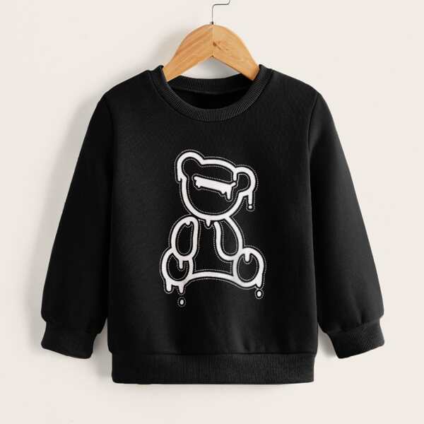 

Toddler Boys Cartoon Print Sweatshirt, Black