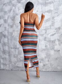 SHEIN Đầm Chia Sọc Thanh lịch - Nhiều màu - Xem 2