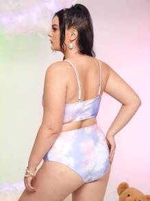 Plus Tie Dye One Piece Swimsuit, For Summer Beach Vacation - Multicolor - View 2