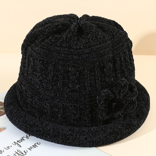 

Flower Decor Bucket Hat, Black