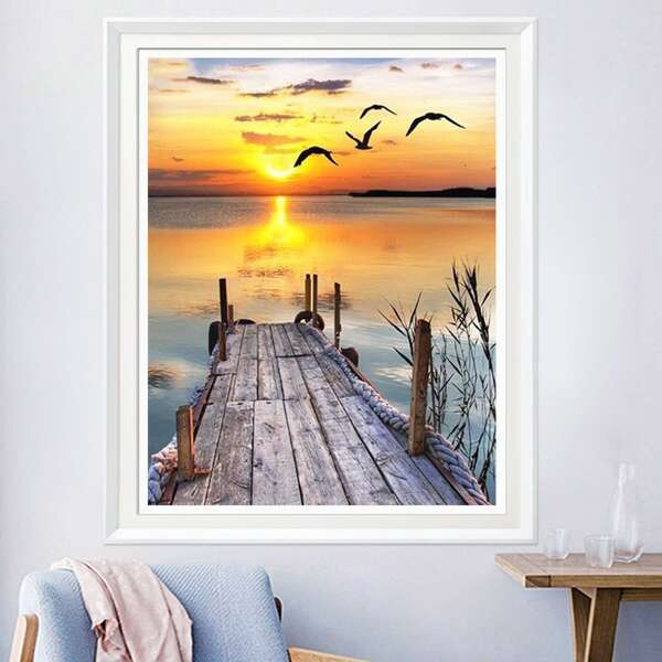 

Landscape Print DIY Diamond Unframed Painting, Multicolor