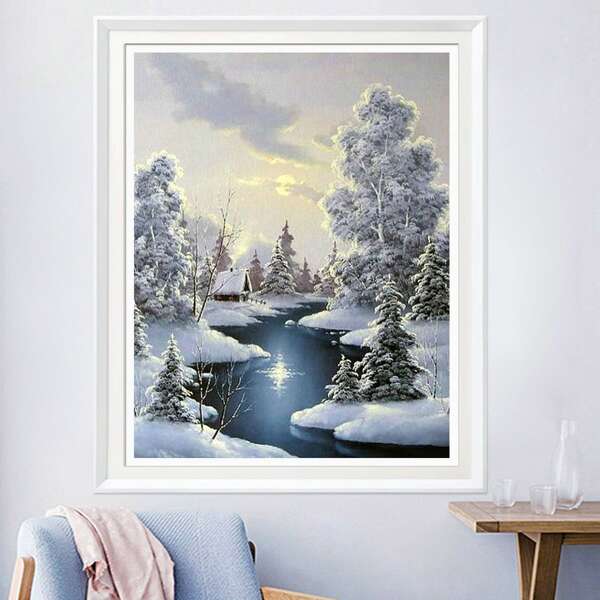 

Landscape Print DIY Diamond Unframed Painting, Multicolor