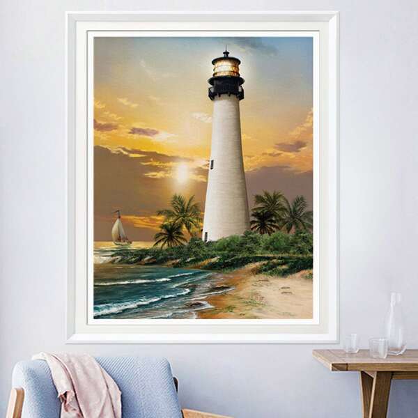 

Landscape Print DIY Diamond Unframed Painting, Multicolor