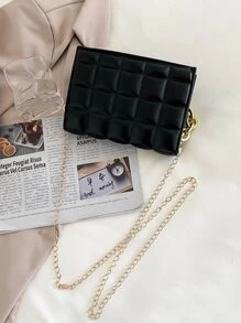 Túi vuông có nắp dây chuyền kẻ sọc tối giản nhỏ gọn dành cho các cô gái tuổi teen Nữ sinh viên đại học, tân binh & nhân viên văn phòng Hoàn hảo cho văn phòng, nơi làm việc, kinh doanh, đi làm Túi đi làm tốt nhất cho nữ - màu đen - Xem 4