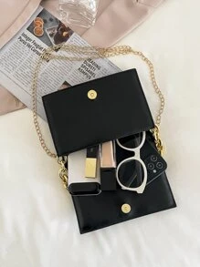 Túi vuông có nắp dây chuyền kẻ sọc tối giản nhỏ gọn dành cho các cô gái tuổi teen Nữ sinh viên đại học, tân binh & nhân viên văn phòng Hoàn hảo cho văn phòng, nơi làm việc, kinh doanh, đi làm Túi đi làm tốt nhất cho nữ - màu đen - Xem 6