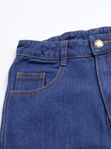 Girls Ripped Frayed Straight Leg Jeans - Dark Wash - View 4