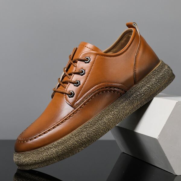 

Men Minimalist Lace-up Front Sneakers, Brown