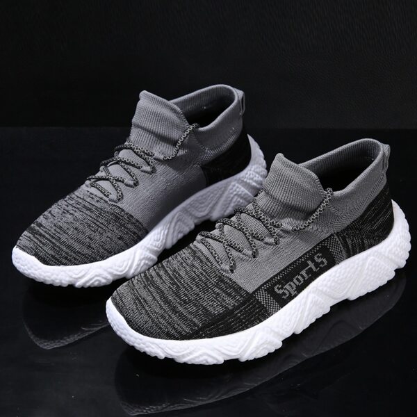 

Men Letter Graphic Knit Sneakers, Grey