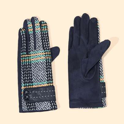 Plaid Print Gloves