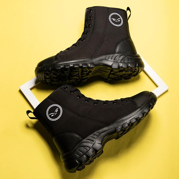 

Men Lace-up Front High Top Sneakers, Black