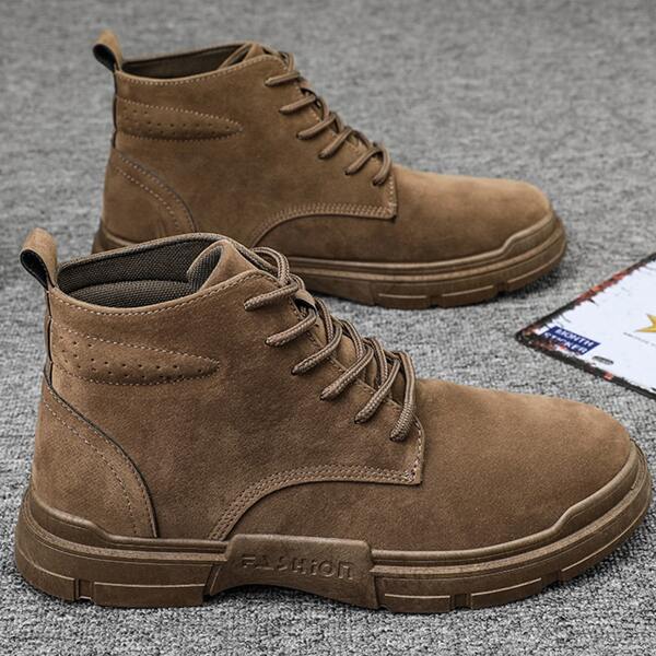 

Men Letter Graphic Side Combat Boots, Chocolate brown