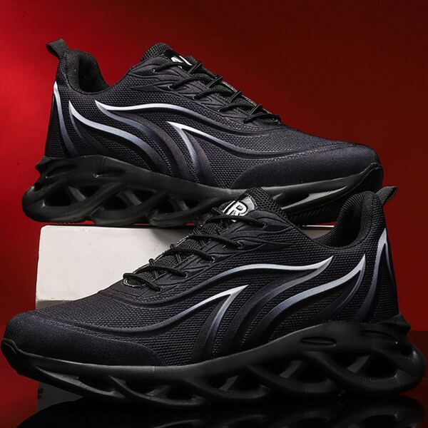 

Men Minimalist Lace-up Front Hollow Out Sneakers, Black