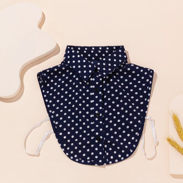 

Polka Dot Dickey Collar, Blue and white