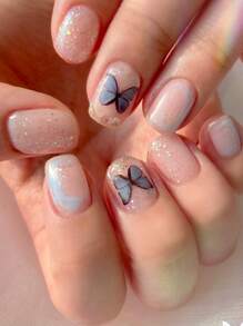 TSZS 3张蝴蝶图案美甲贴纸 Y2K风格美甲贴花 DIY美甲 - 彩色 - 查看 3