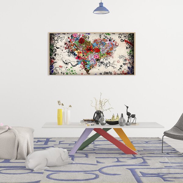

Floral Heart Pattern DIY Diamond Painting Without Frame, Multicolor
