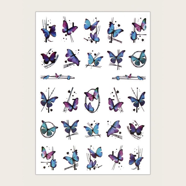

1sheet Butterfly Pattern Nail Art Sticker, Multicolor
